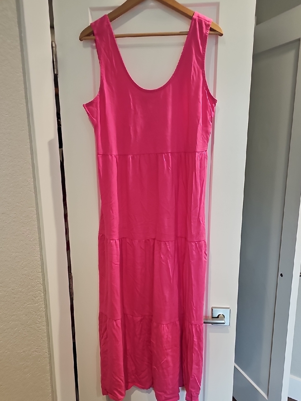 J. Crew Hot Pink Tiered Maxi Dress